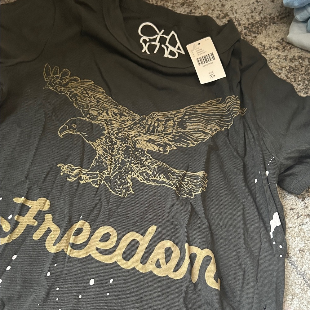 Chaser Black Tee with Gold Eagle Design